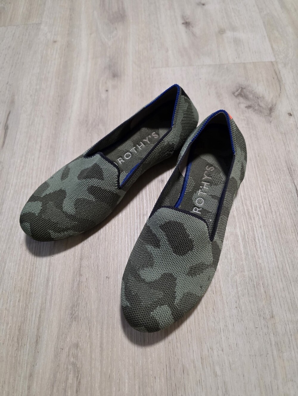 Rothy's The Loafer Round Toe Slip On Size 7.5 Olive Camo